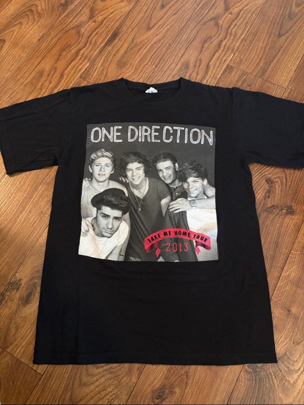 Anvil Black One Direction Photo Graphic Tee with Red Accent